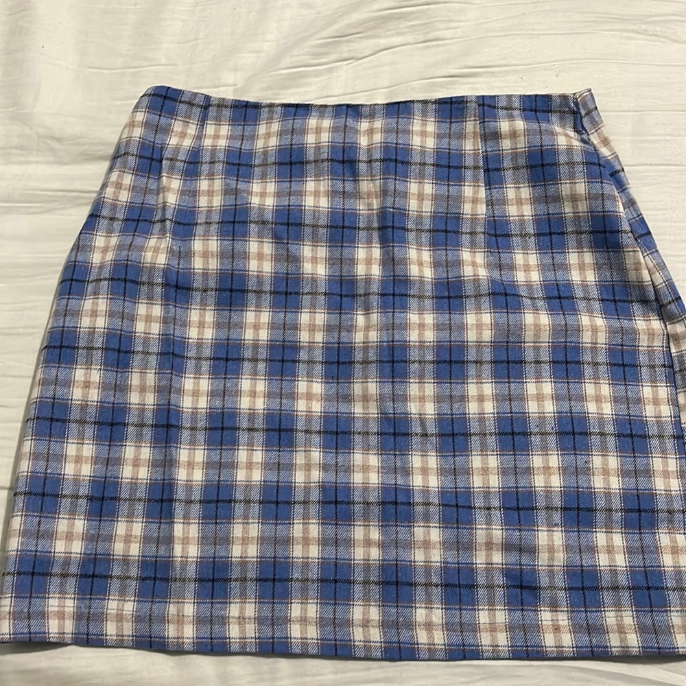 Tartan Slit Hem Mini Skirt
